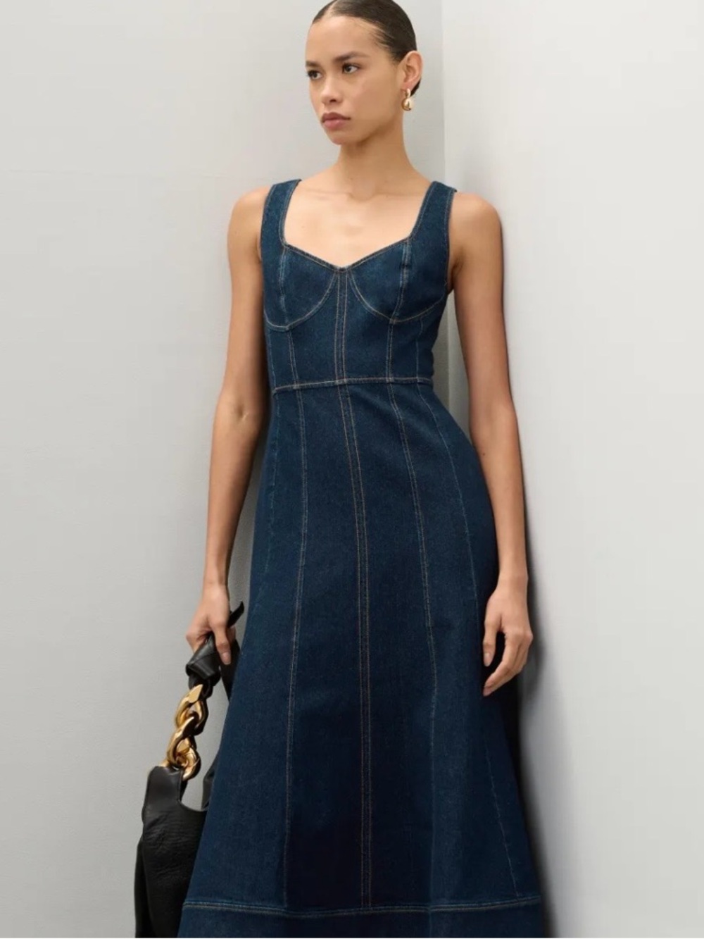 Jason Wu Dark Blue Denim Midi Dress - Picture 2 of 8